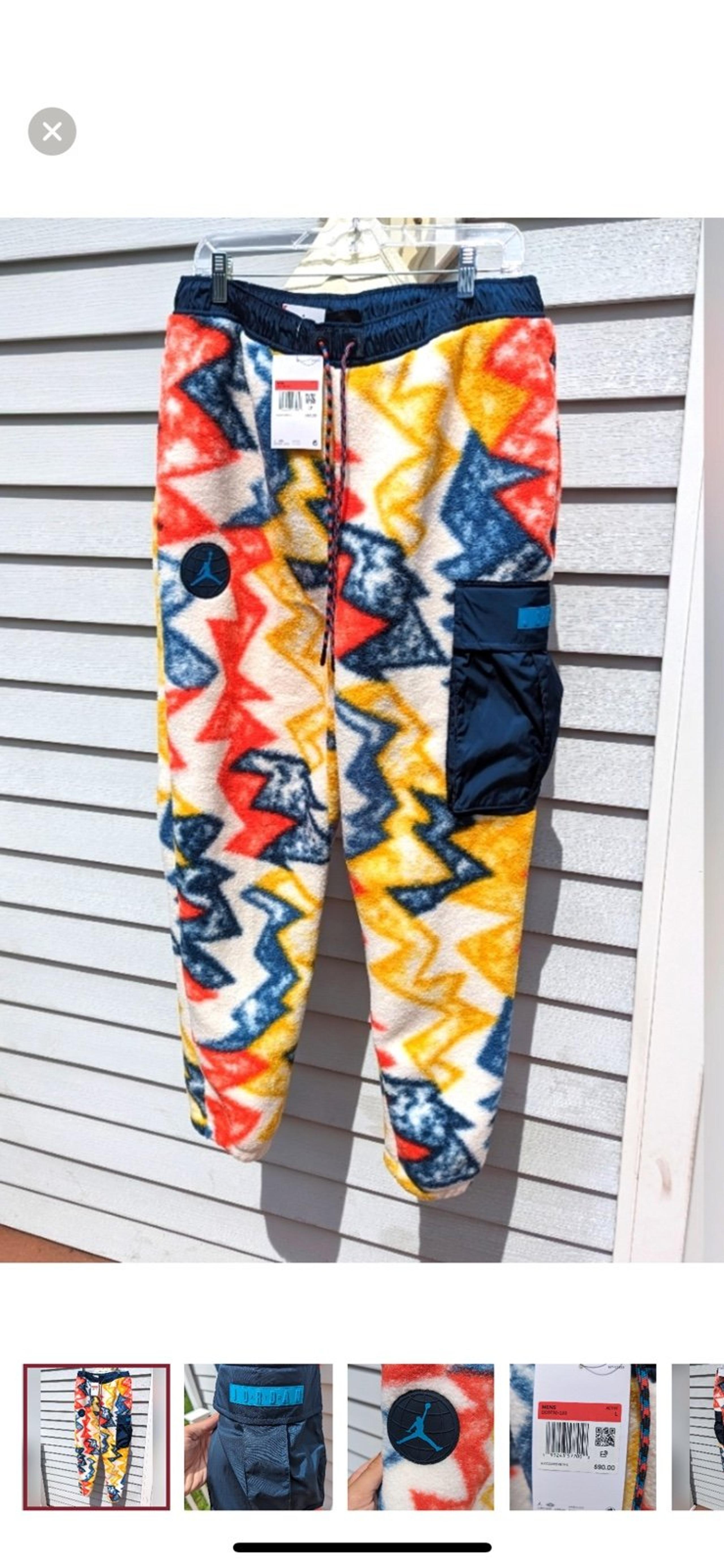 Air Jordan Sweatpants Men L Multi Fleece Drawstring Pull On JumpMan Active