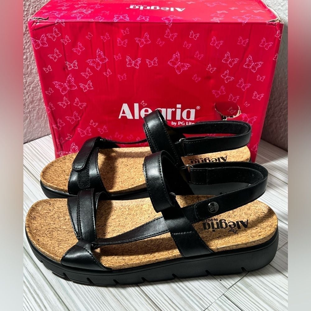 Alegria Henna slingback platform Vegan sandals cork Black EU42 women's 11.5-12