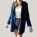 Marine Layer Wren Hooded Coat Laser Cut Navy Charcoal Oversized Fit Cozy Sweater