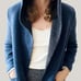 Marine Layer Wren Hooded Coat Laser Cut Navy Charcoal Oversized Fit Cozy Sweater