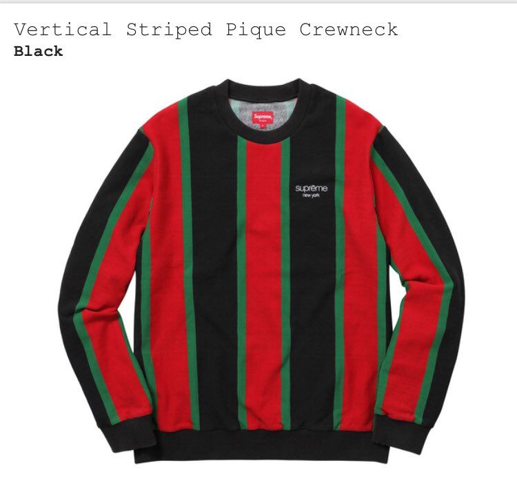 Supreme Vertical Striped Pique Crewneck