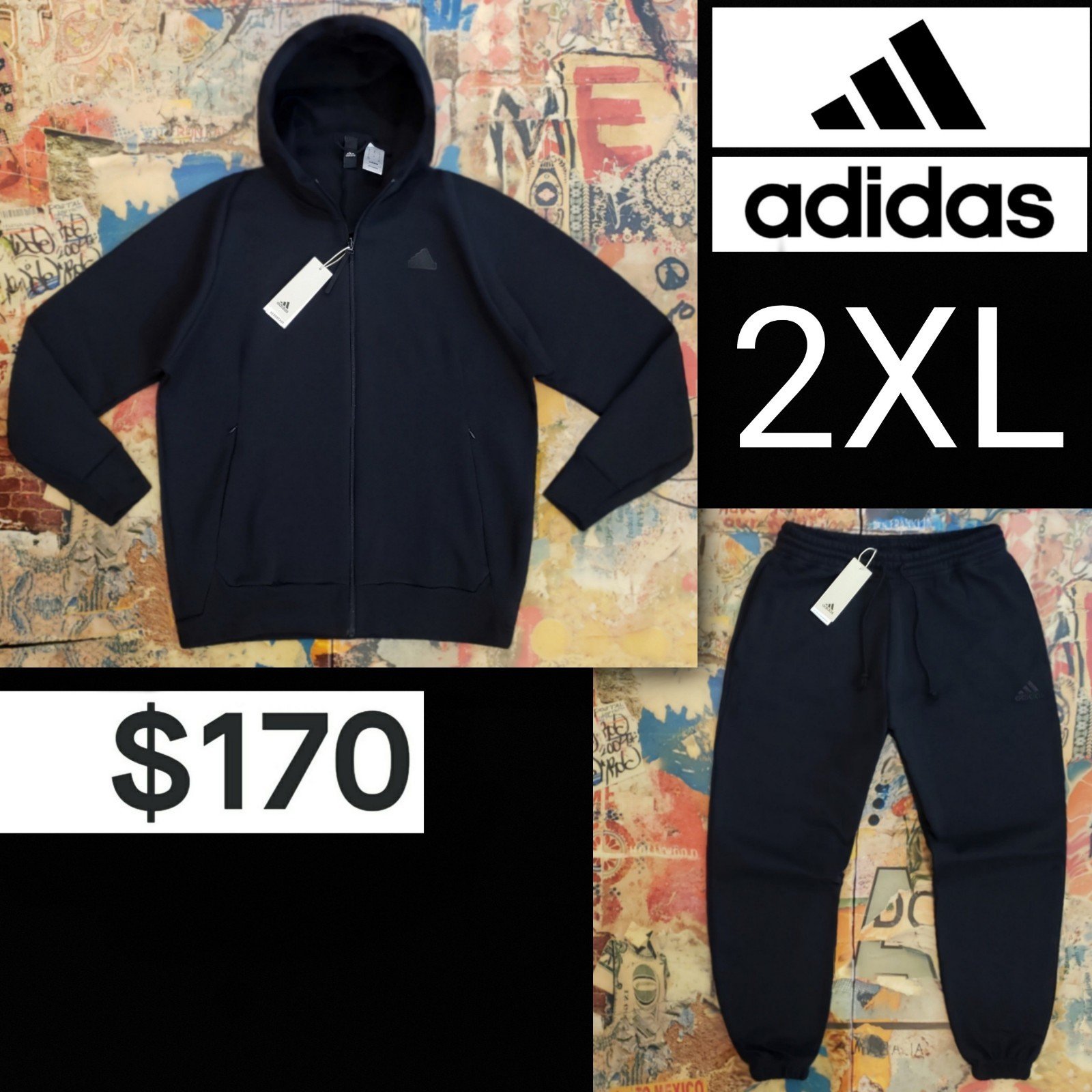 SET: 170 New Adidas Mens ZNE Premium Jacket + Fleece Joggers! 2XLT