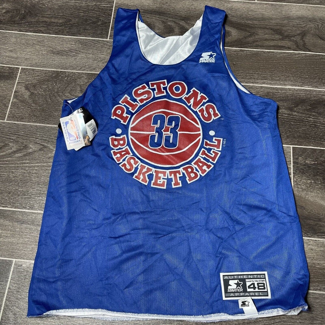 grant hill detroit pistons starter reversible jersey size 48