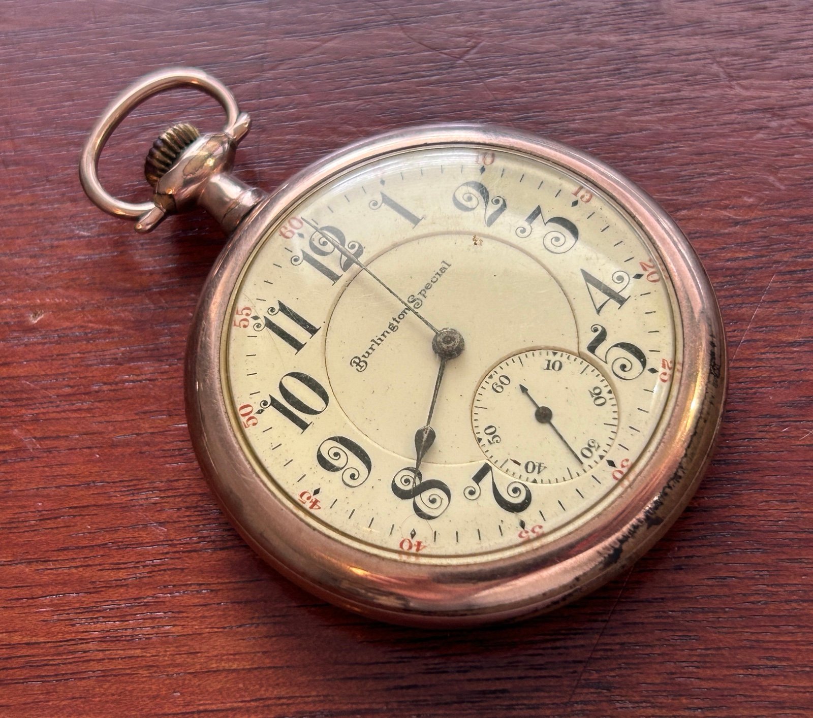 1909 Antique Burlington Special Grade 185 19j 16s Pocket Watch 3 Finger