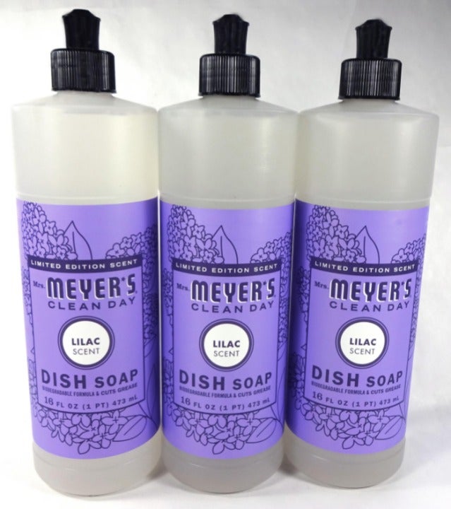 Mrs Meyer's Clean Day Liquid Dish Soap, Lilac Flower Scent, 16 fl oz (3 Pack)