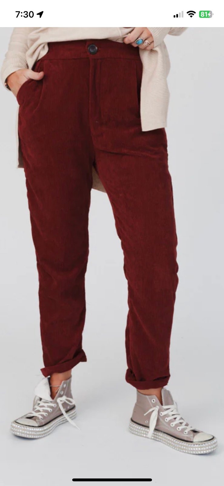 Three Bird's Nest size 8 burgundy Corduroys