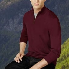 Club Room Mens Burgundy/Maroon Merino Wool Blend Half Zip Long Sleeve Sweater XL