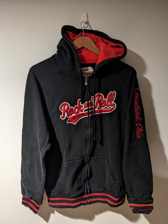 Vintage Y2K Rock and Roll Hall of Fame Museum Black X-Large Full Zip Hoodie