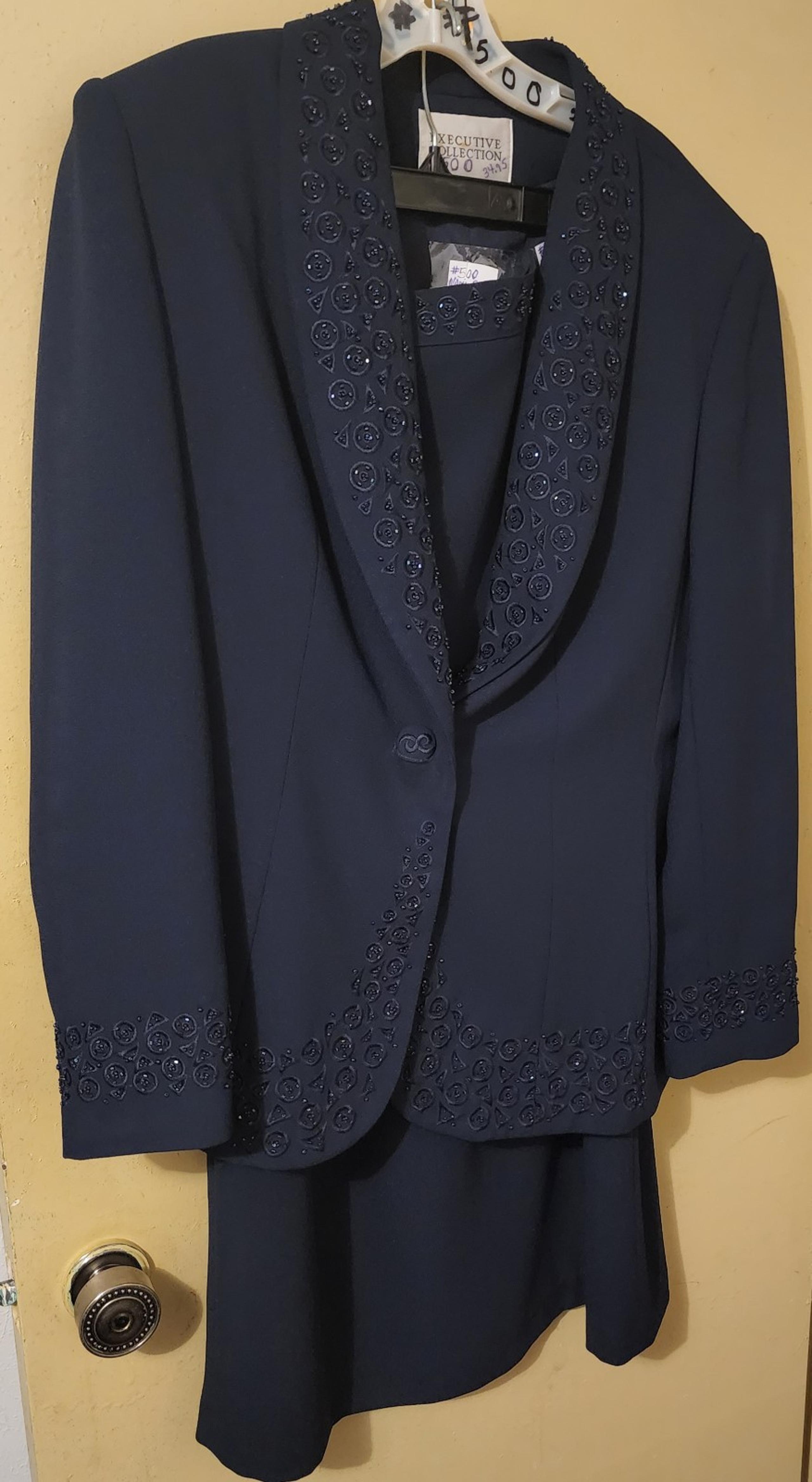 2pc Women's Navy Skirt Suit Plus Size