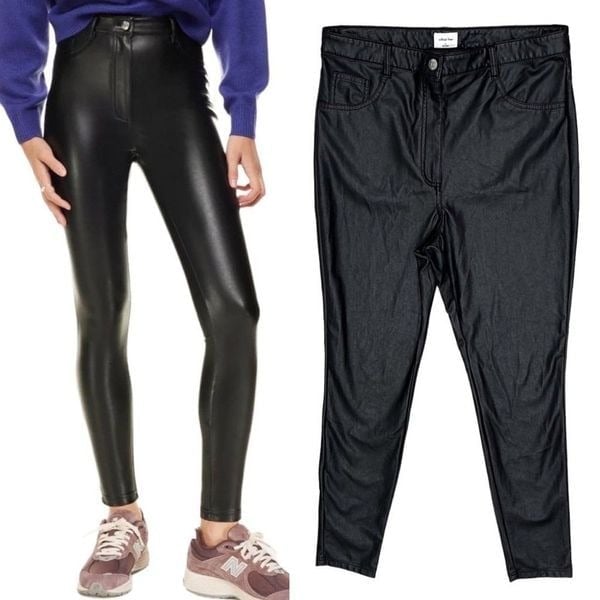 Aritzia Wilfred Charm Pant High-Waisted Vegan Faux Leather Leggings in Black