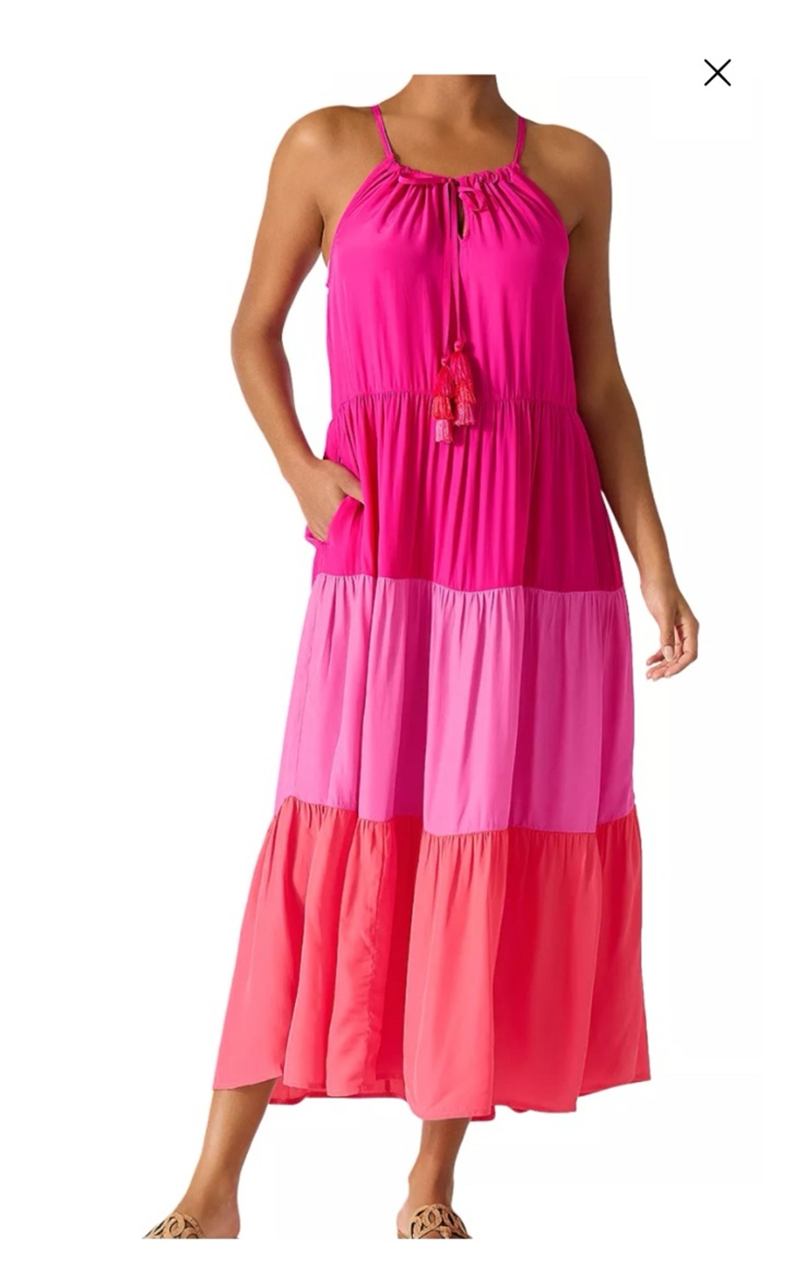 Tommy Bahama Colorblock Tier Midi Dress, NWT, S