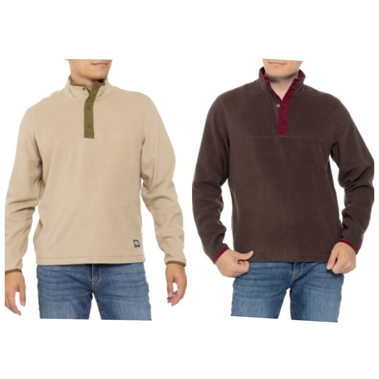 Snap Neck Fleece Sweater Shirts - Long Sleeve - Sz Medium - NWT