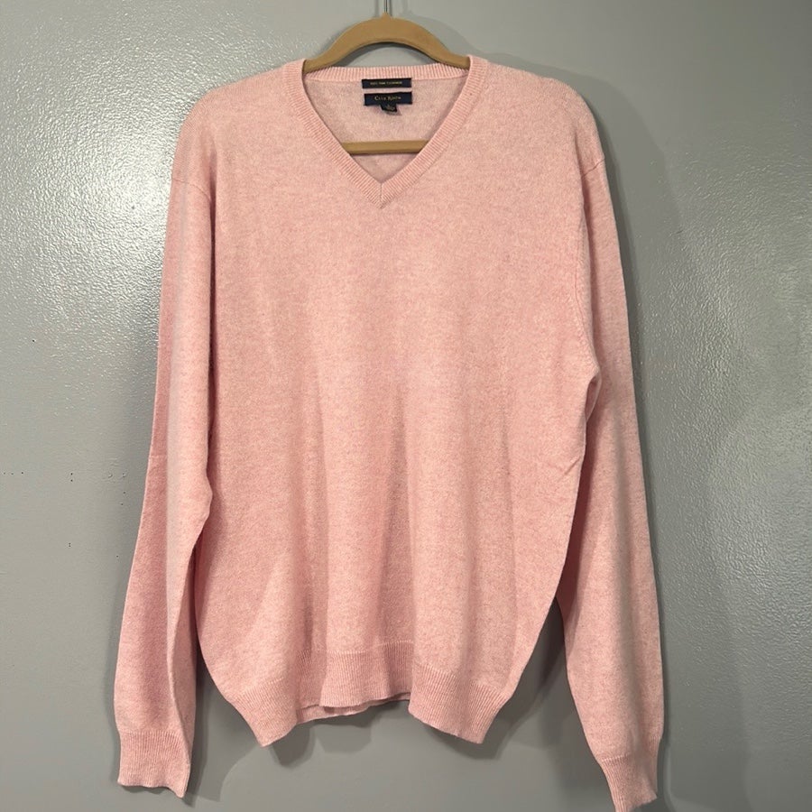 Club Room cashmere pink v-neck sweater