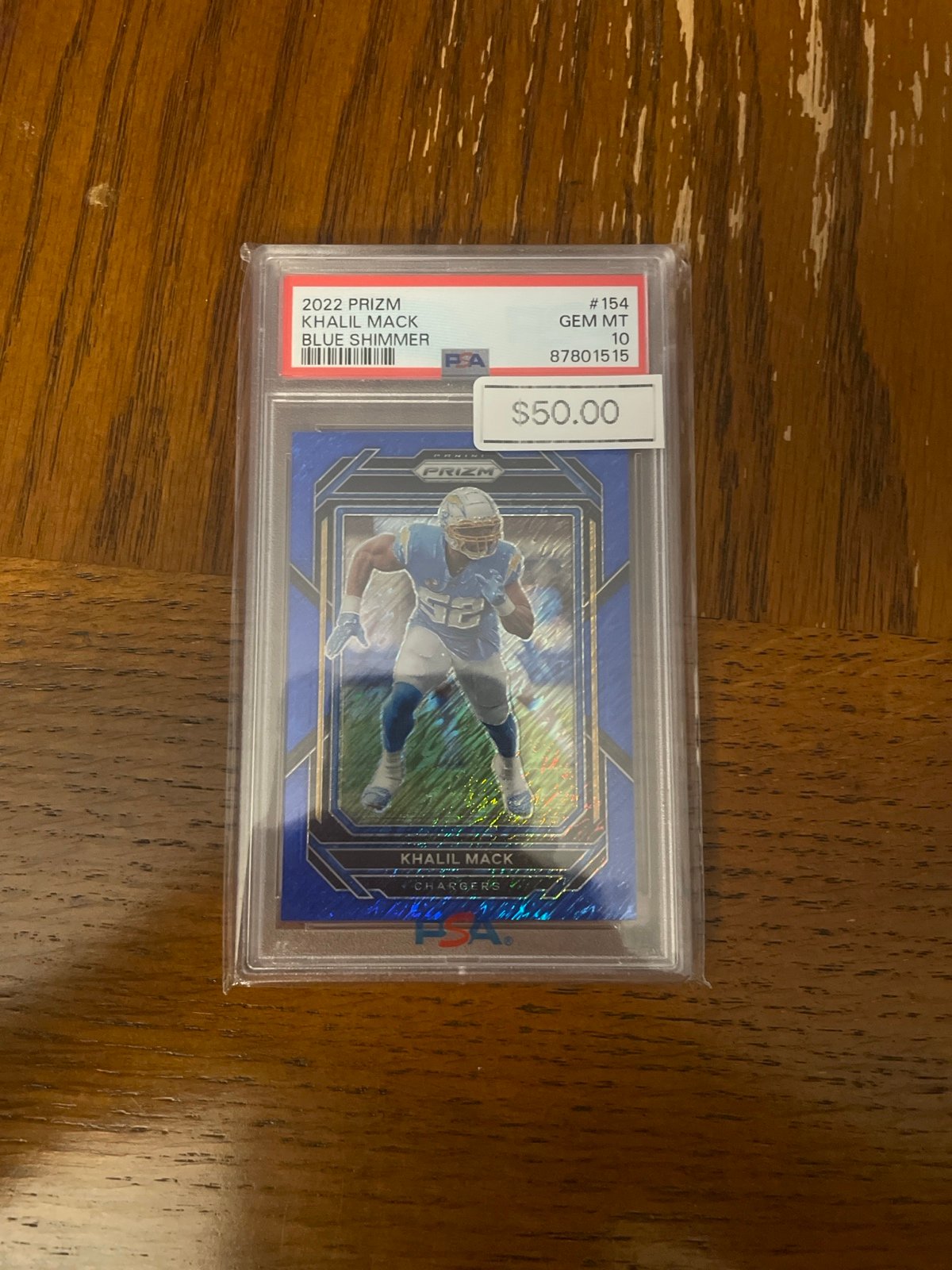 2022 Panini Prizm Khalil Mack Blue Shimmer /25 PSA 10