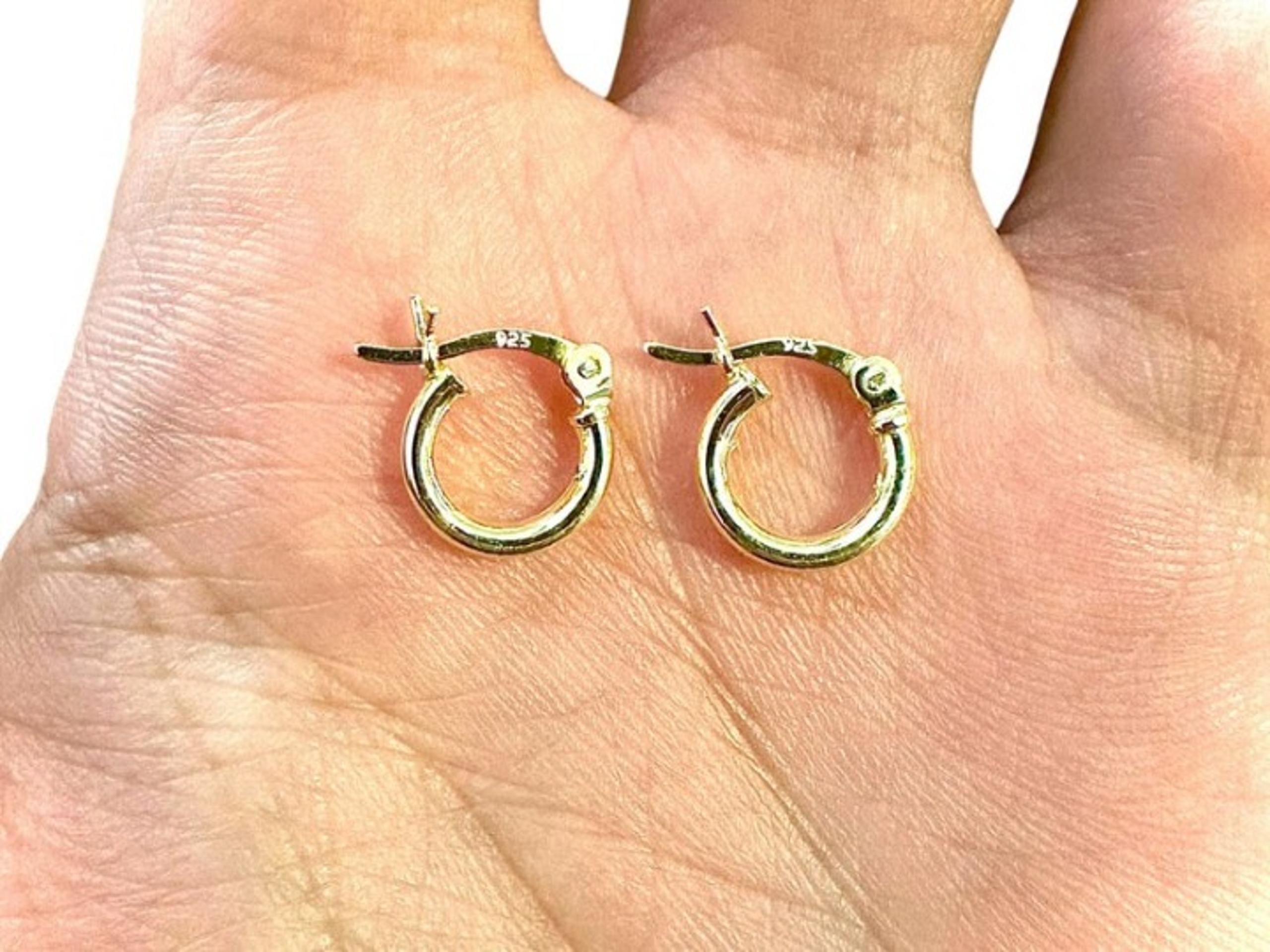 10mm Hoop 14k Gold Plated 925 Sterling Silver Earrings for Women