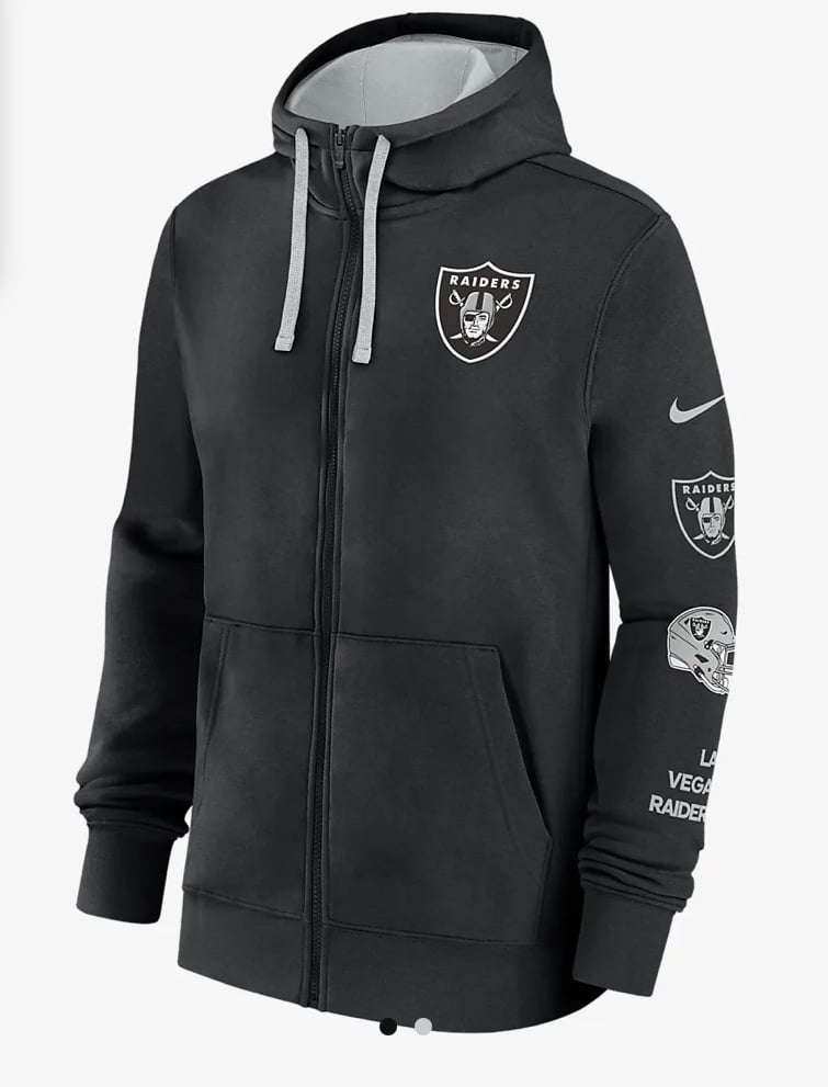 Las Vegas Raiders Club Men's Nike NFL Full-Zip Black Hoodie Size XXL MSRP 90