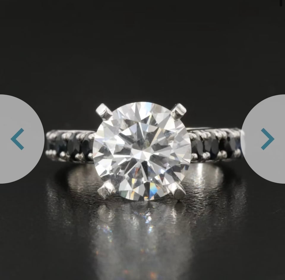 4.03ct LG Diamond & Sapphire 14k White Gold Ring