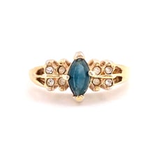 Vintage Blue Marquise Gold Ring 6.25