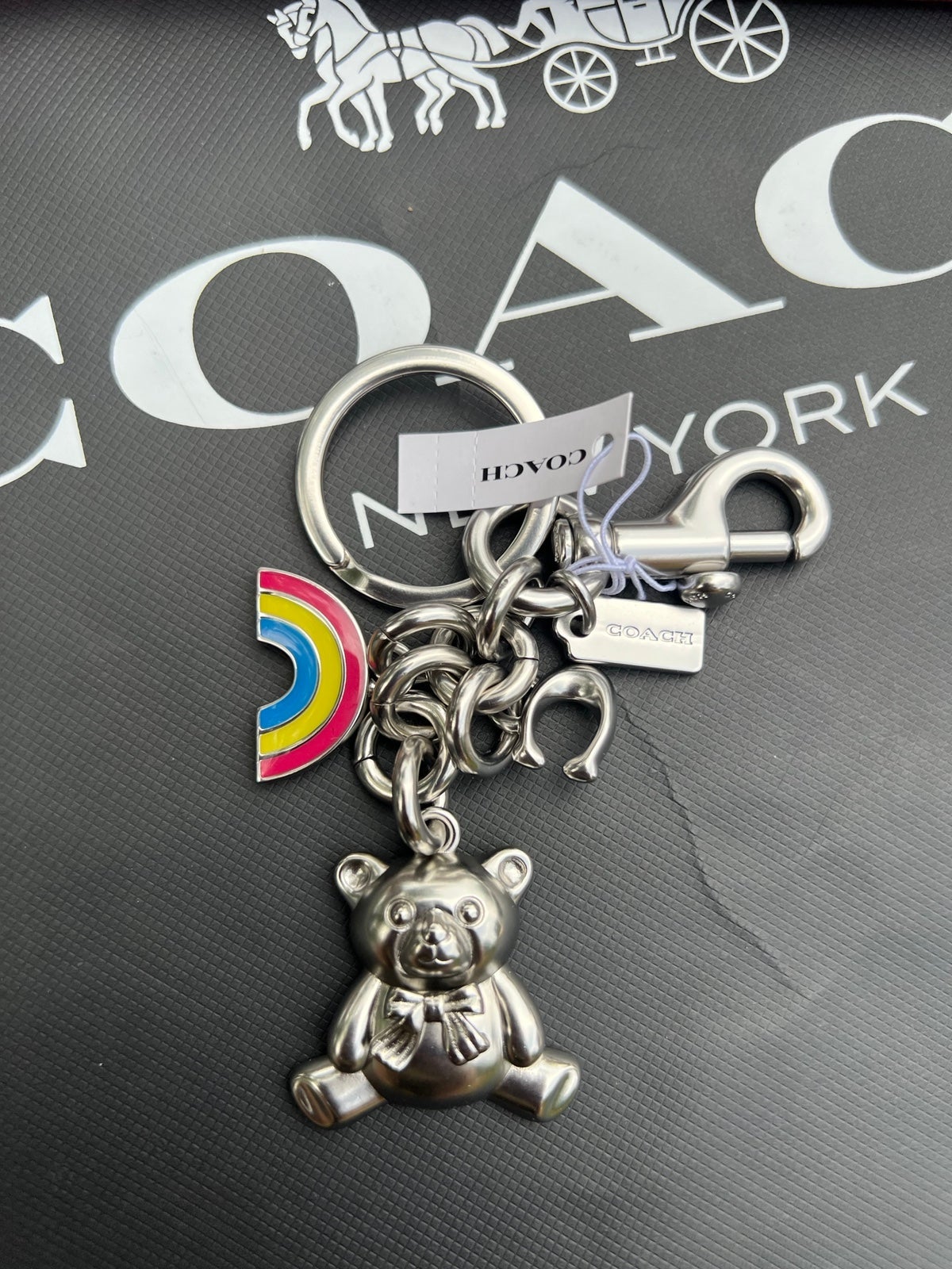 Coach the bear rainbow Bag Charm Keychain