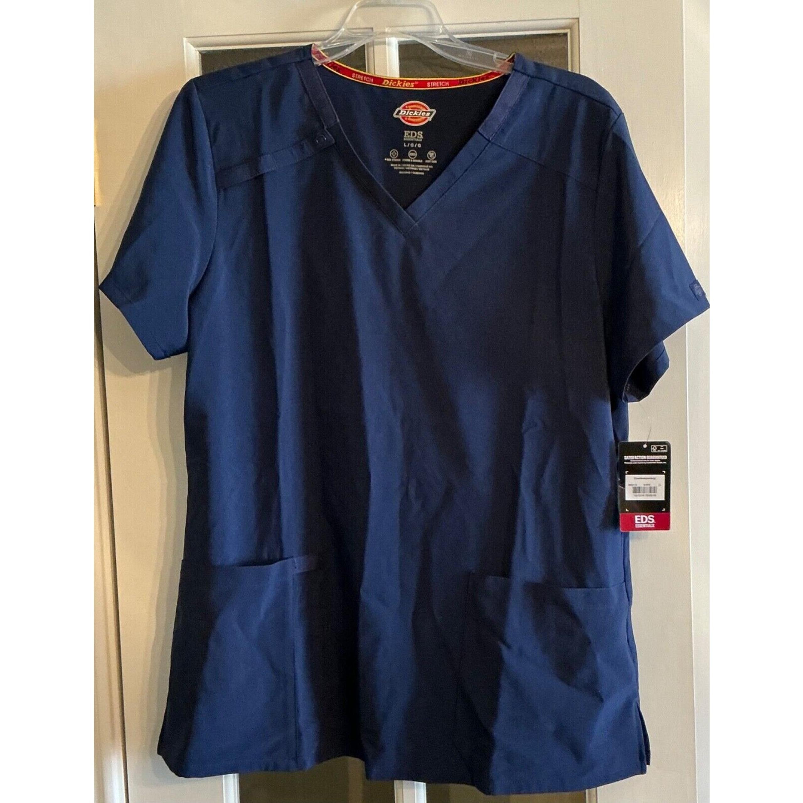 NWT Dickies EDS Essentials Contemporary Women's Scrub Top Size L Navy DK615
