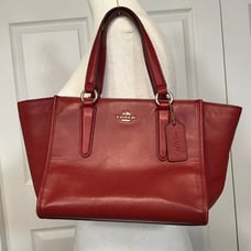 COACH Red Leather Crossbody Tote Purse Authentic EUC >>5⭐️Seller<<