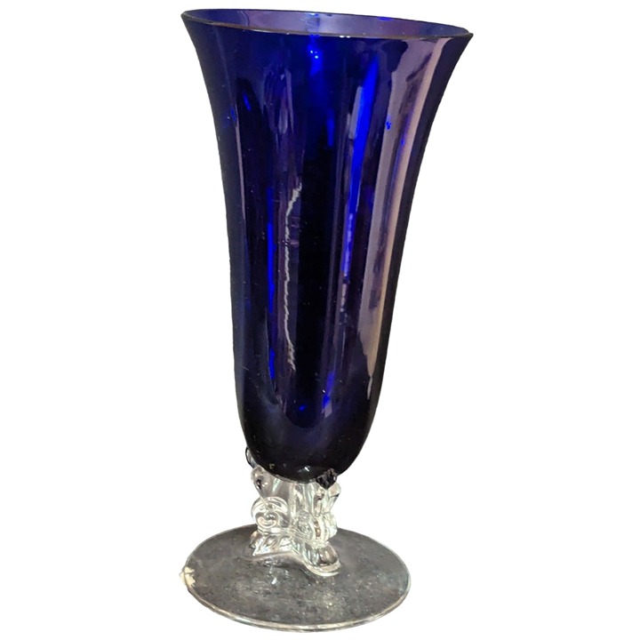 FOSTORIA 8 Flower Vase 2470 Cobalt blue Blown Glass Crafted In United States