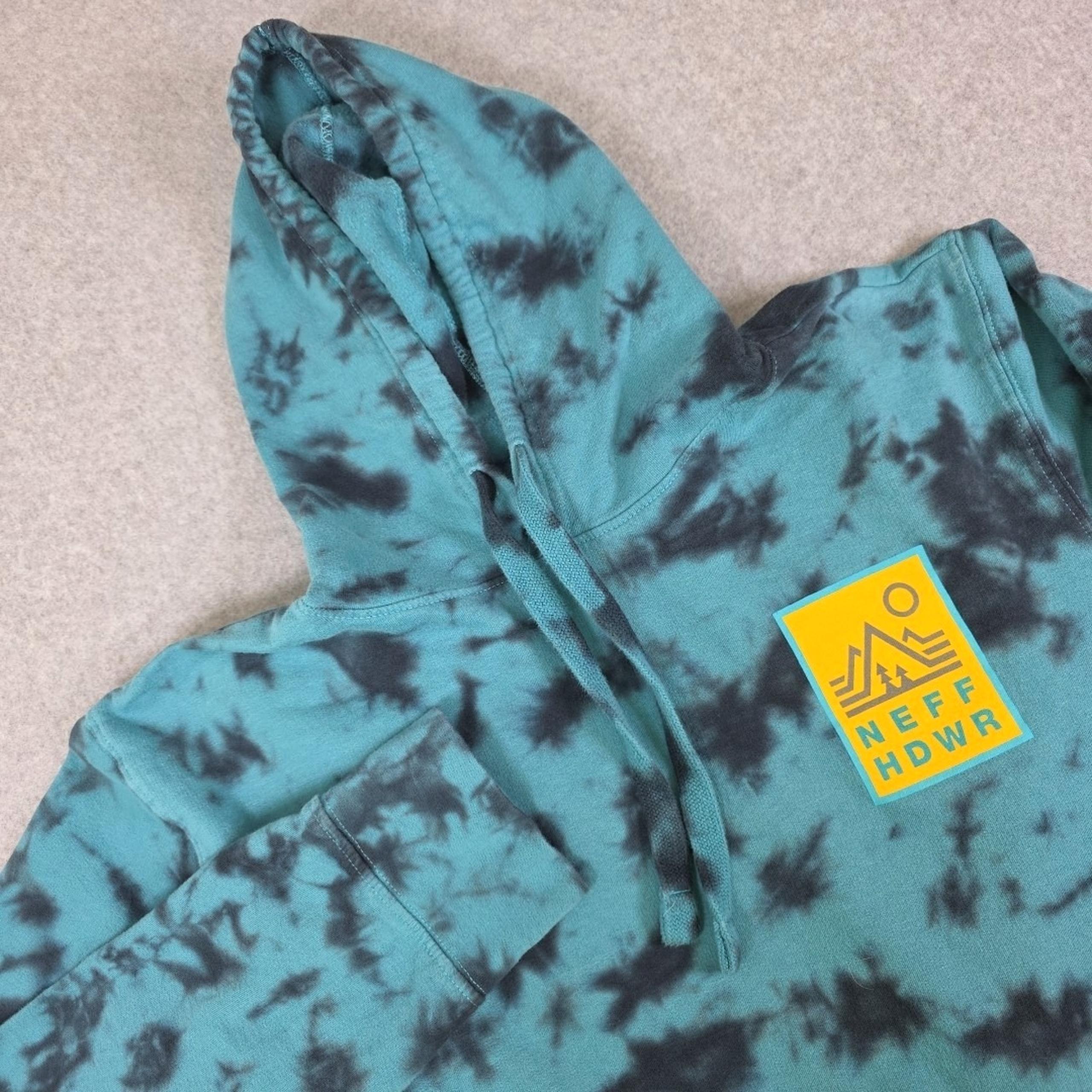 Neff HDWR Hoodie Men's Size Medium Blue Green Tie Dye Pullover Sweatshirt Hoodie