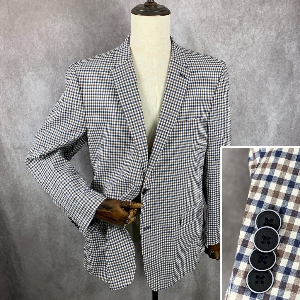 Tommy Hilfiger Blazer Jacket Men 44R Gingham Check Seersucker Sport Coat