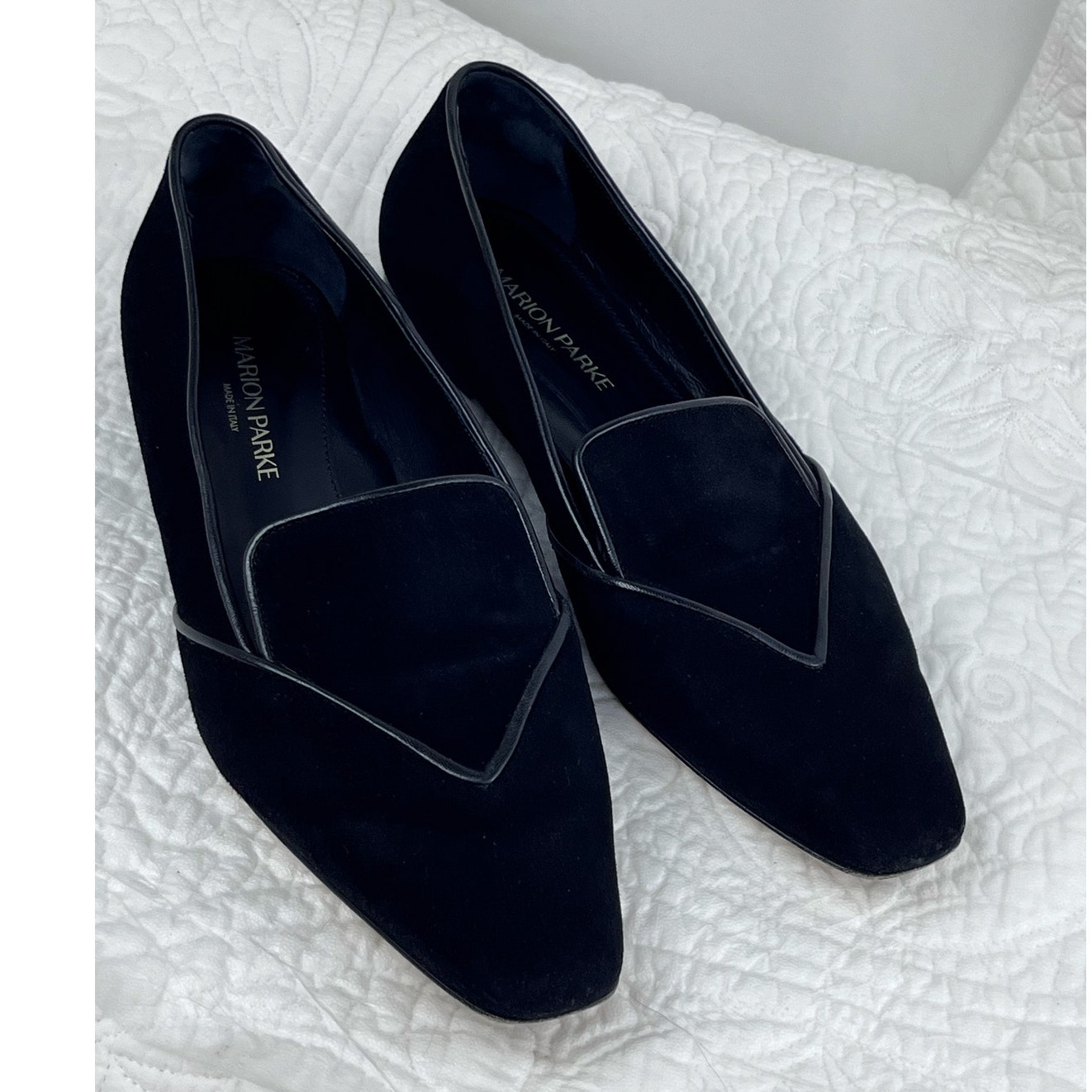 Marion Parke Women's Size 37 (US 7) Black Dressy Slip On Suede Loafer