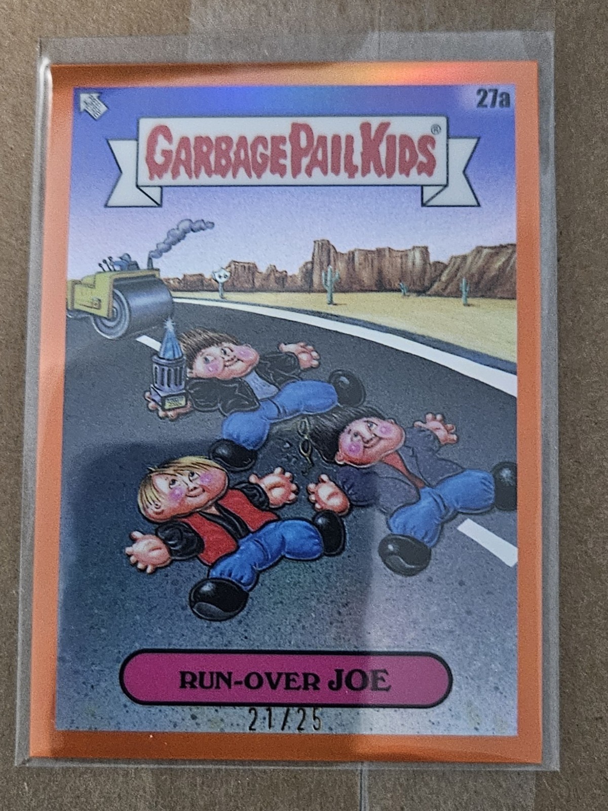 Garbage Pail Kids 2024 Topps Chrome Run-Over Joe Orange Variation 21/25