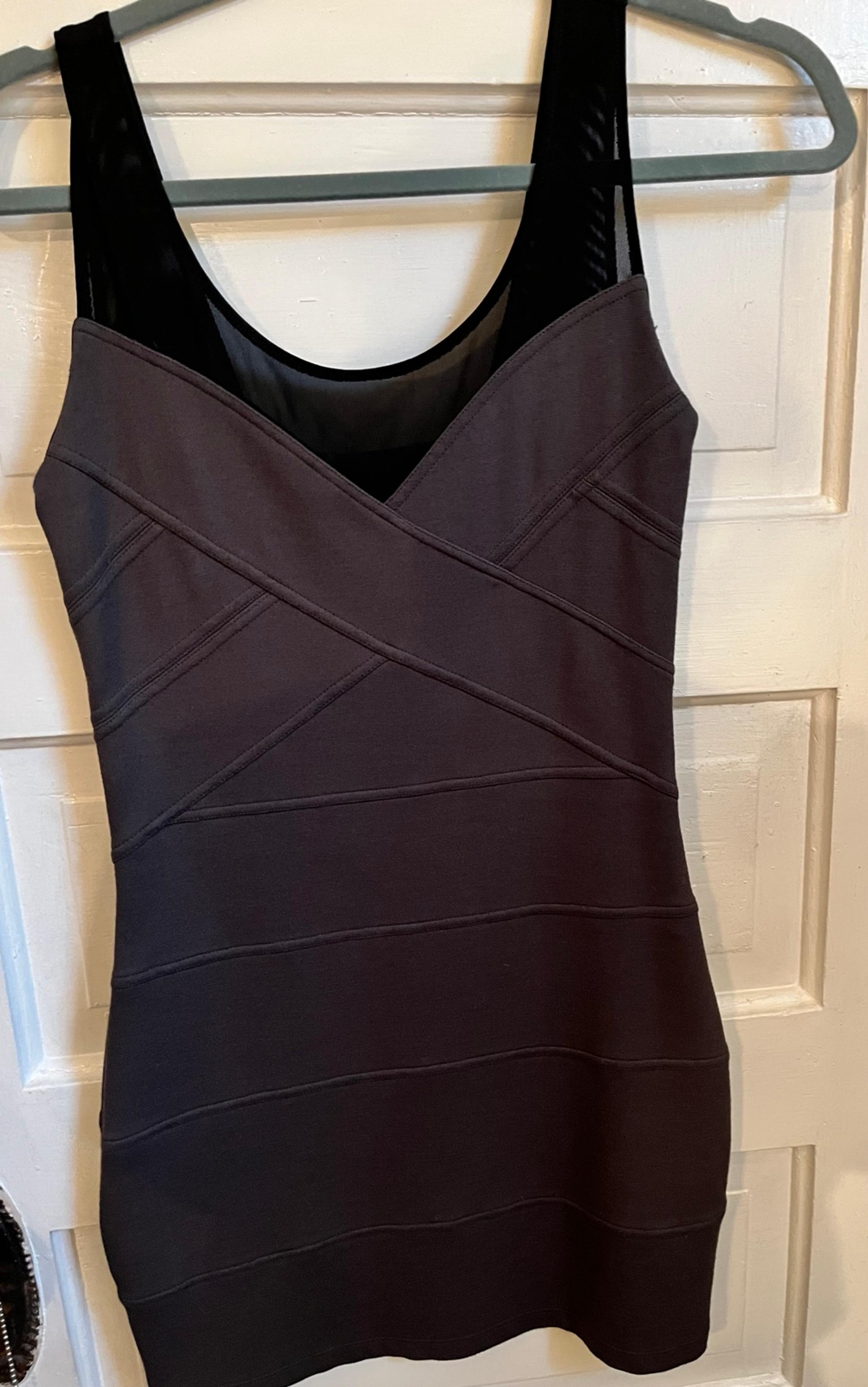 Womens Express grey bandage bodycon dress sleeveless mesh trim size XS