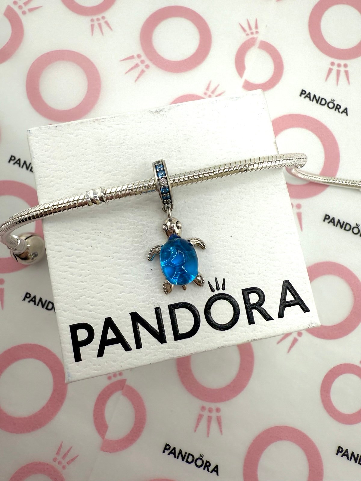 Blue Sea Turtle Murano Glass Dangle Charm Fits Pandora Bracelet/Gift for Her/Fas