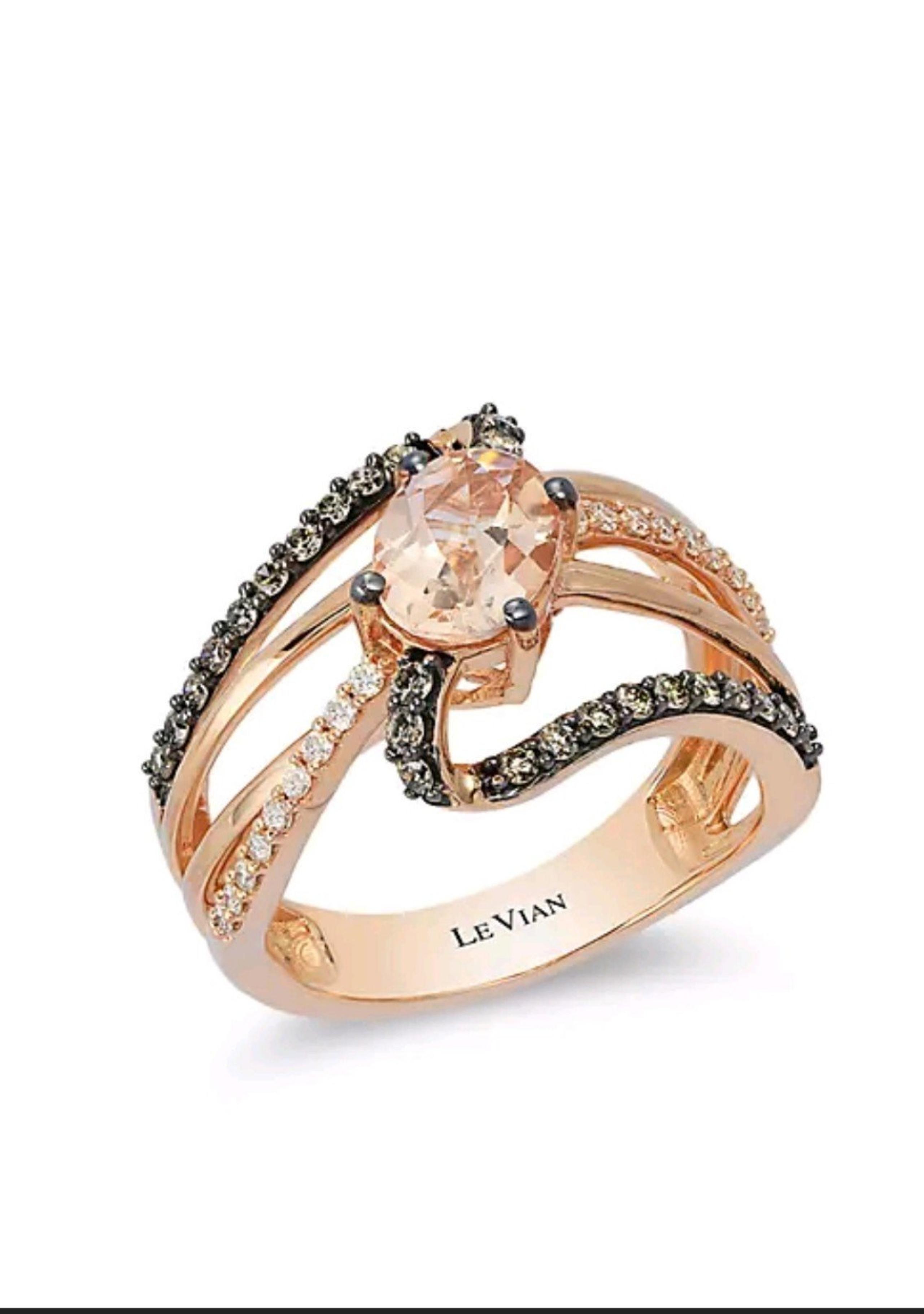 LeVian 14k Rose Gold Morganite & 3/8 Ct Diamond Ring New $2850 Gladiator