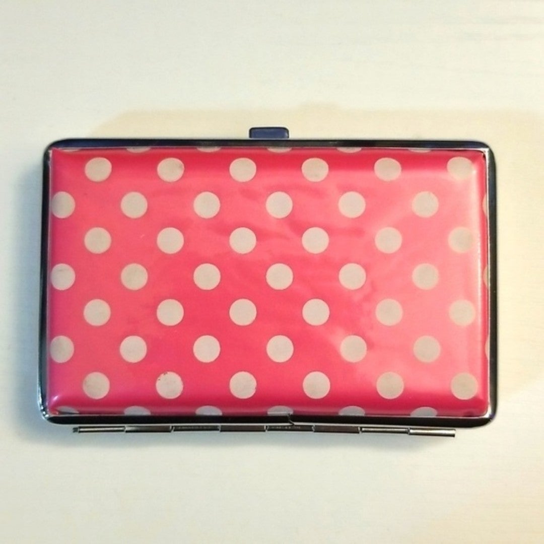 DOTZ - Hard Case Pink and White Polka-Dot Pattern Card or Cigarette Case DOTZ - Hard Case Pink and White Polka-Dot Pattern Card or Cigarette Case