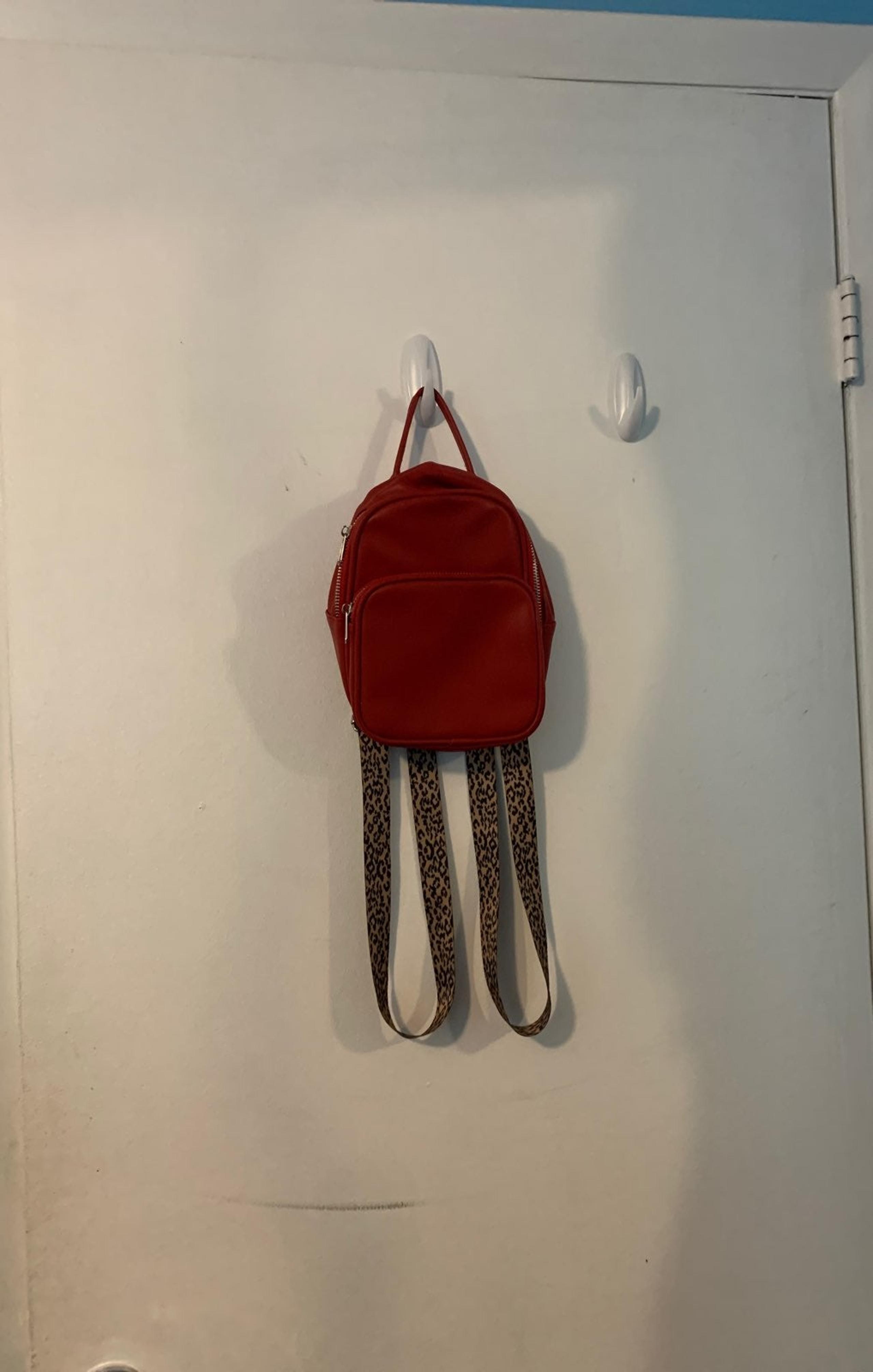red backpack purse