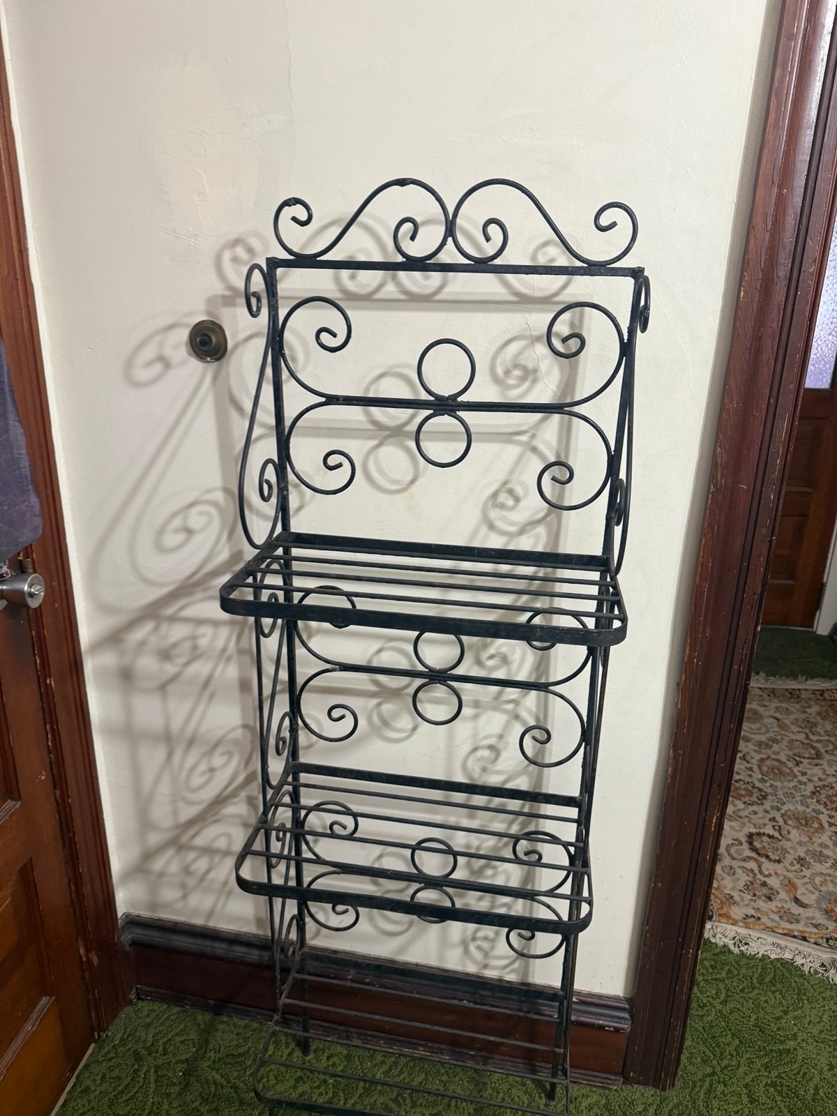 Antique Wrought Iron Bakers Rack Shelf 3 Tier