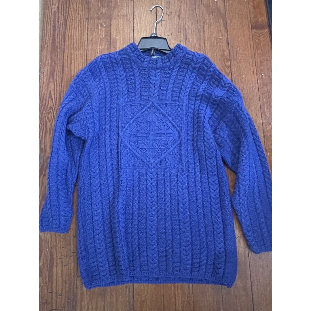 Vintage Thomas Keeling Chunky Knit Wool Fisherman Sweater Blue Women’s M/L