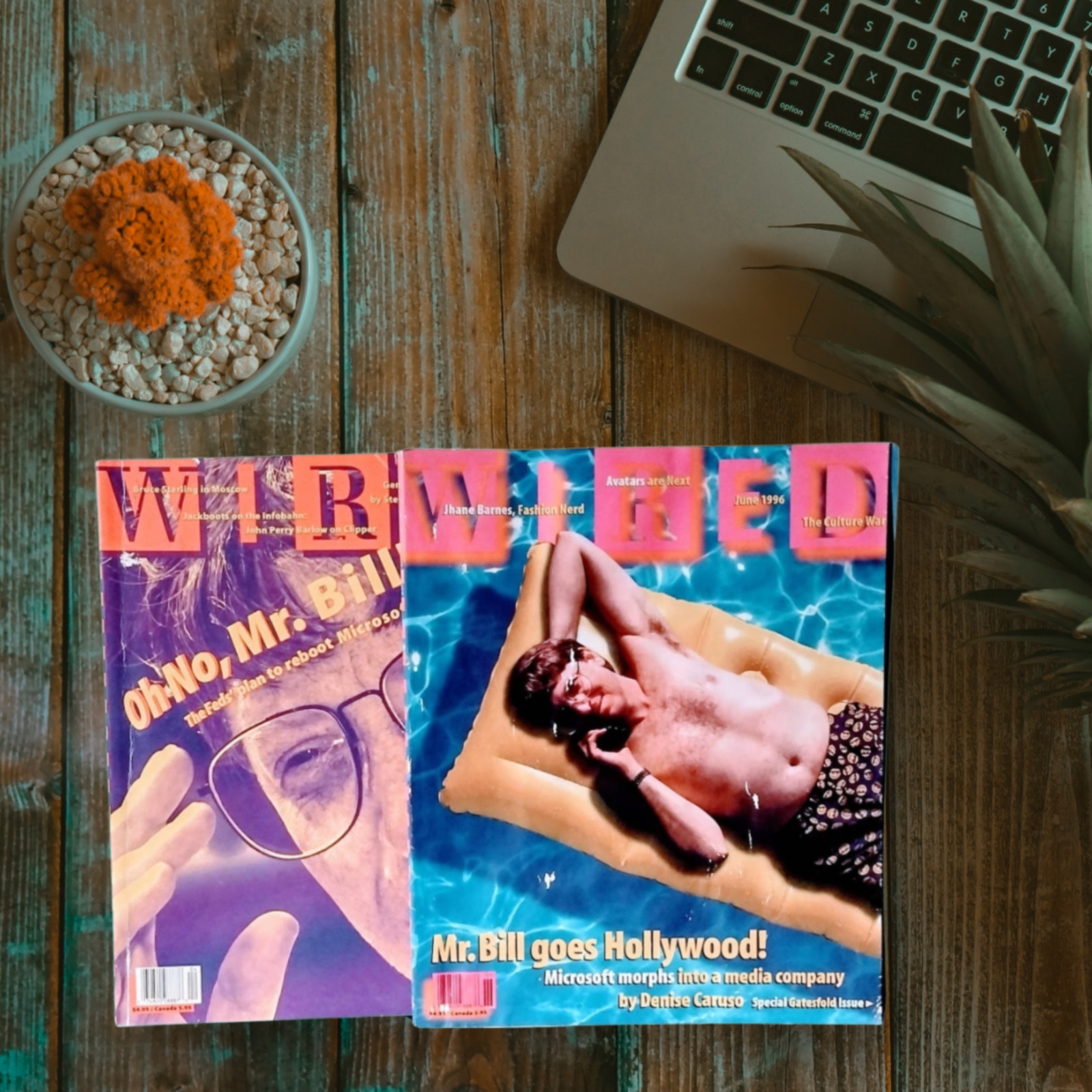 Vintage Wired Magazine Lot April 94 / June 96 BILL GATES Cover Art