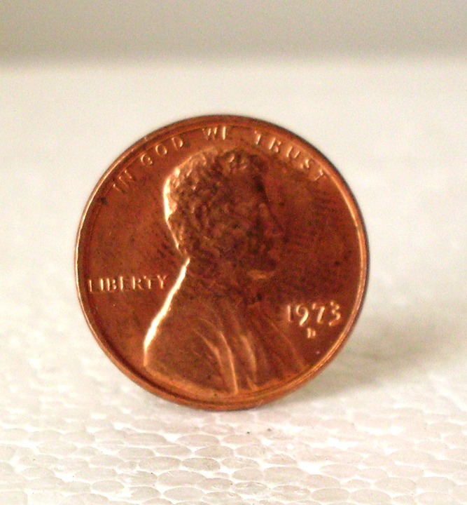 1973 D penny with Railroad Rim Error