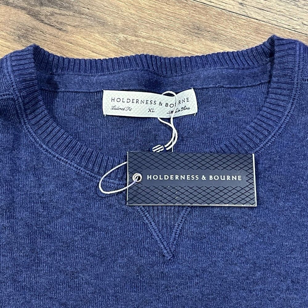 Holderness & Bourne XL WARD Quilted Sweater JACQUARD Heather Atlantic 017 018