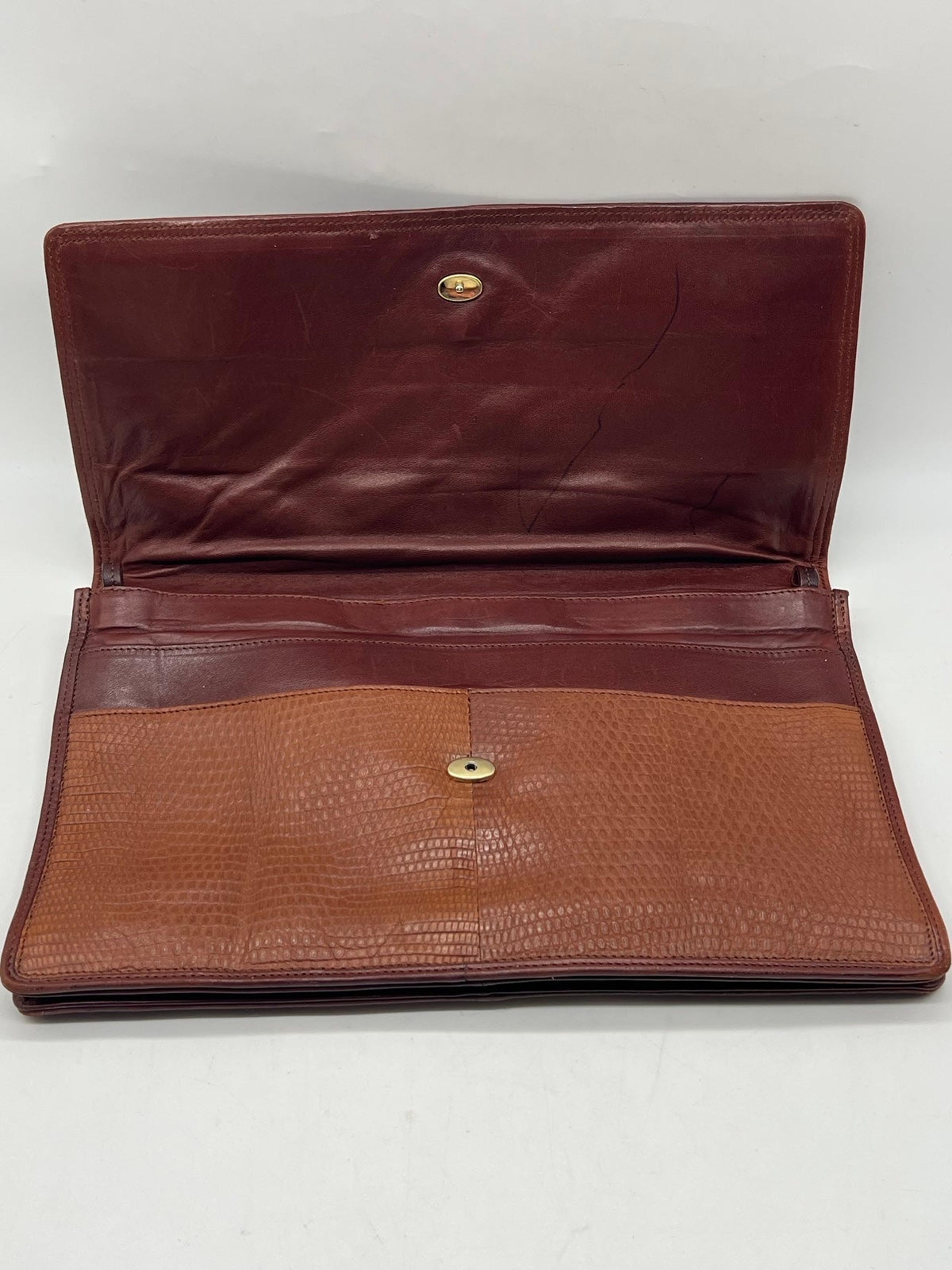 Authentic Vintage Bottega Veneta Intrecciato Brown Snakeskin Leather Clutch