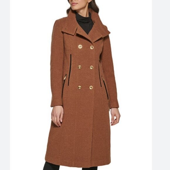 NWT GUESS Women's Double-Breasted Walker Coat Wool Blend XL