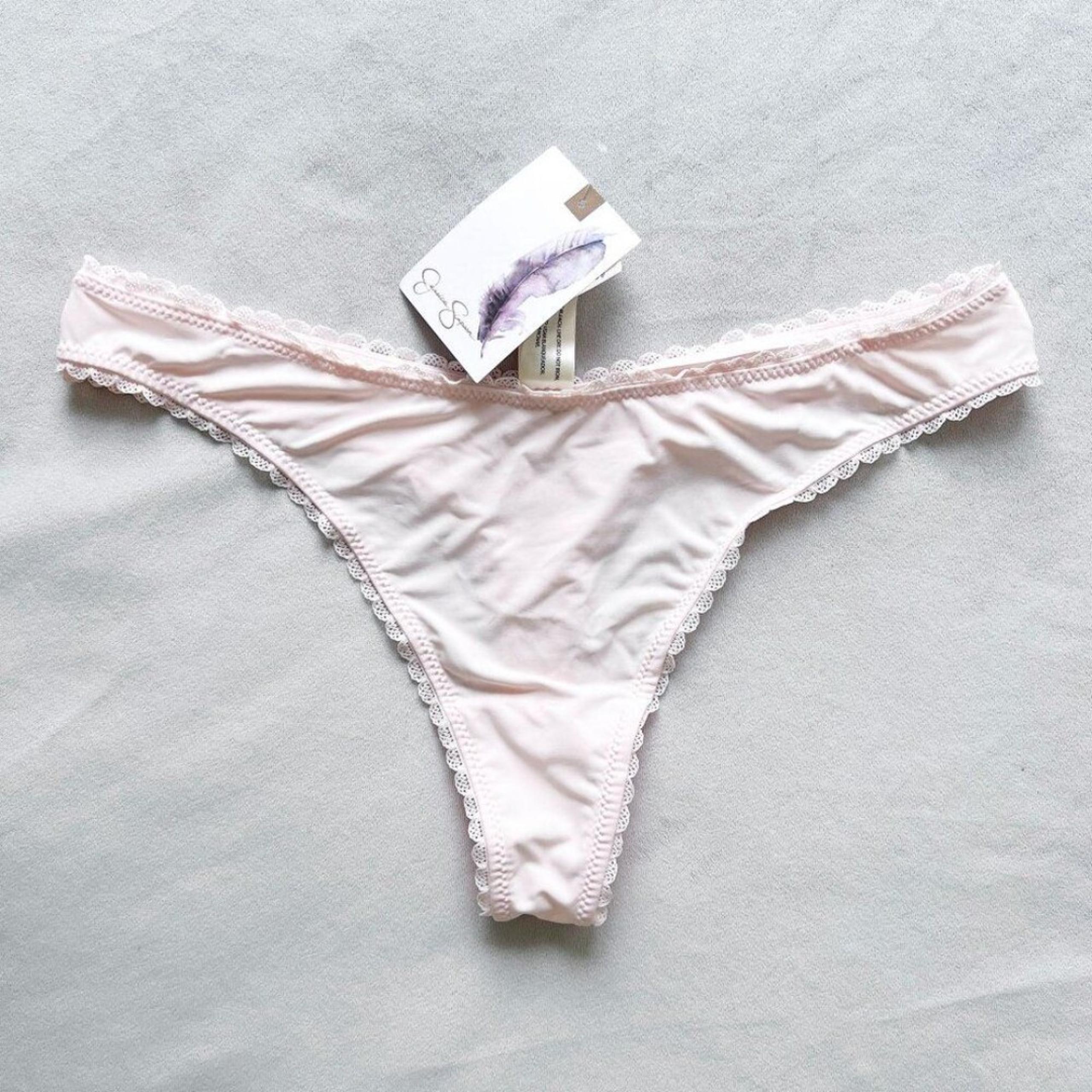 Jessica Simpson Light Pink Lace Trim Thong Panties
