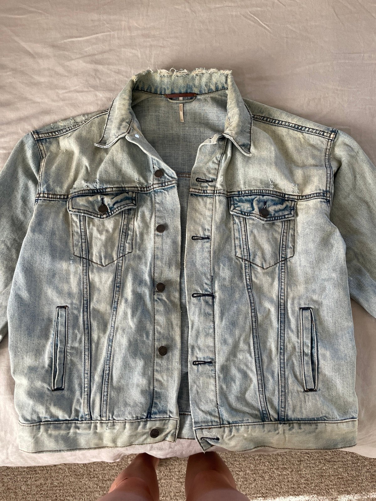 Free People Distressed Denim Jacket
