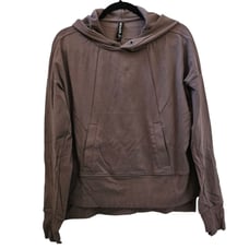 Athleta Sweatshirt Womens S Relaxed Fit Mission Hoodie Pullover Shale Brown NWOT