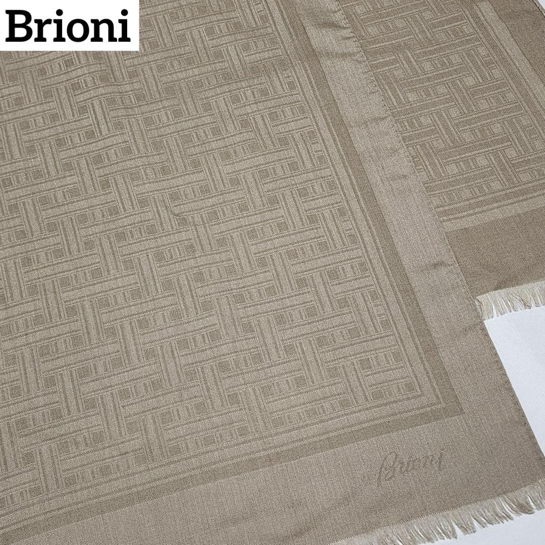 Excellent Condition ★Brioni★ Stole Men's Check Cashmere Blend Beige