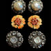 Vintage Sandor earrings enamel rhinestone clip earrings flower