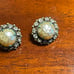 Vintage Sandor earrings enamel rhinestone clip earrings flower
