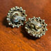 Vintage Sandor earrings enamel rhinestone clip earrings flower