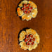 Vintage Sandor earrings enamel rhinestone clip earrings flower